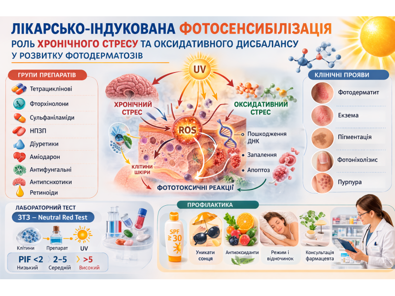 Ліки, сонце і стрес: мультифакторна модель лікарсько-індукованої фотосенсибілізації