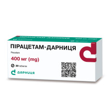 ПІРАЦЕТАМ-ДАРНИЦЯ табл. 400 мг №30 конт. чар. уп. ДАРНИЦЯ
