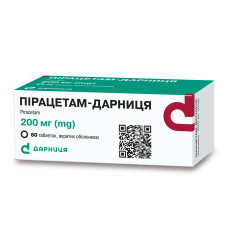 ПІРАЦЕТАМ-ДАРНИЦЯ табл. п/о 200 мг №60 конт. чар. уп. ДАРНИЦЯ