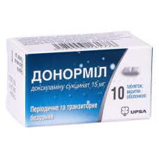 ДОНОРМІЛ табл. в/о 15 мг №10 туба