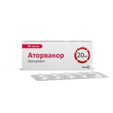 АТОРВАКОР табл. в/плів. обол. по 20 мг №30 (10х3)