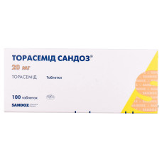 ТОРАСЕМІД САНДОЗ табл. 20 мг №100 САНДОЗ ГМБХ / ЛЕК / САЛЮТАС