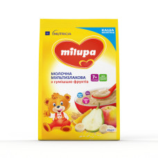 MILUPA каша молочна суха швидкорозчинна 210гр мультизлакова з фруктами NEW