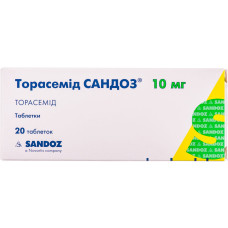 ТОРАСЕМІД САНДОЗ табл. 10 мг №20 САНДОЗ ГМБХ / ЛЕК / САЛЮТАС