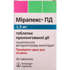 МІРАПЕКС ПД табл. пролонг. дії 1,5 мг №30 бліст.