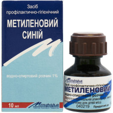 Метиленовий синій розчин д/зовн. заст., водно-спиртовий 1 % по 10 мл у флак.