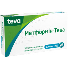 МЕТФОРМІН-ТЕВА табл. в/пл. об. 1000 мг №30 бліст. <<>>
