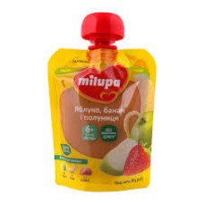 ПЮРЕ MILUPA Яблуко Банан Полуниця 80г