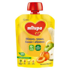 ПЮРЕ MILUPA Яблуко Банан Груша і абрикос 80г