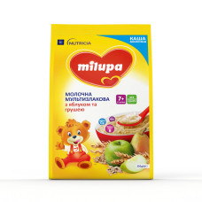 MILUPA Каша молочна суха швидкорозчинна 210гр мультизлакова з ябл. та грушою від 7міс