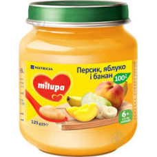 ПЮРЕ MILUPA Яблуко Банан Персик 125г