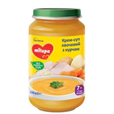 ПЮРЕ MILUPA суп-пюре Овочевий суп з курчам 200г від 7міс