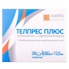 ТЕЛПРЕС ПЛЮС табл. 80 мг/12,5 мг №28 бліст.