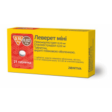 ЛЕВЕРЕТ МІНІ табл. в/пл. об. 0,1 мг + 0,02мг №21 бліст.