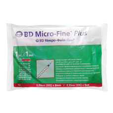 Шприц інсуліновий 1 мл U-40 BD Micro-Fine Plus 30G (0.30 x 8.0 мм), 10 штук
