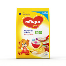 MILUPA каша молочна суха швидкорозчинна 210гр манна з фруктами NEW