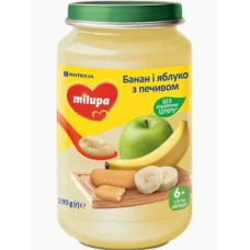 ПЮРЕ MILUPA банан яблуко з печивом 190г