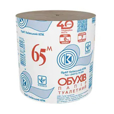 ПАПІР ТУАЛЕТНИЙ Обухів 65 макул. б/гільзи, в гофроящиках по 1 рул. сірий