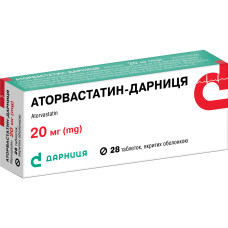 АТОРВАСТАТИН-ДАРНИЦЯ таблетки, в/плів. обол. по 20 мг №28 (14х2)