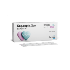 КОРДЕРІЯ ДУО таблетки по 2 мг/0.625 мг №30 (10х3)