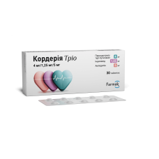 КОРДЕРІЯ ТРІО таблетки по 4 мг/1.25 мг/10 мг №30 (10х3)