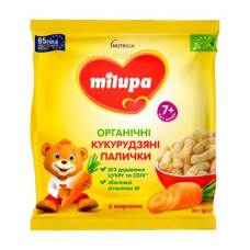 MILUPA  кукурудзяні палички 20г з морквою, для дітей від 7 міс. Нутриція