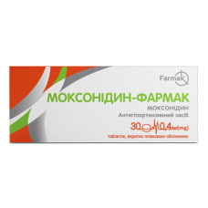 МОКСОНІДИН-ФАРМАК таблетки, в/плів. обол. по 0.4 мг №30 (10х3)