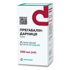ПРЕГАБАЛІН-ДАРНИЦЯ розчин ор. 20 мг/мл по 200 мл у флак. з адапт.