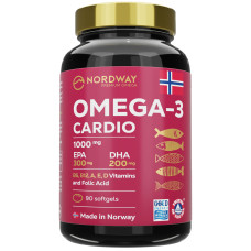 Омега 3 Кардіо Nordway Omega-3 Cardio 1000 мг, 90 капсул